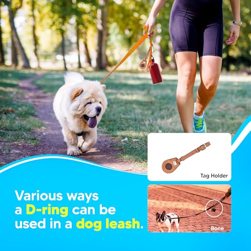 Image of Adil's Biothane Dog Leash - Waterproof Leashes for Dogs, Metal Hook, Adjustable 5ft Length Suitable for Dogs & Puppies, Ideal for Walking, Running & Training (Orange)