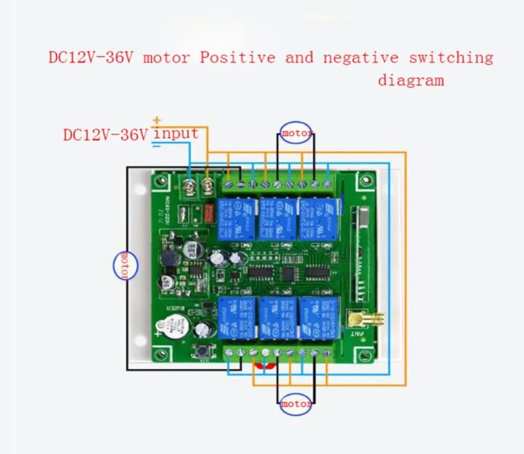 433 MHz Industriale DC 12 V 24 V 36 V 6 canali RF Telecomando con ricevitore e portata 20 – 200 m (1RF)