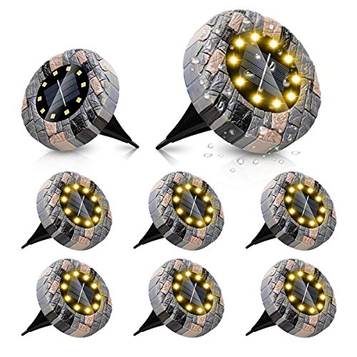 Luz solar exterior, 8 ledes, lámparas solares al suelo, luces enterradas, lámpara solar de jardín, estanca IP65, para jardín, camino, camino o terraza Cover
