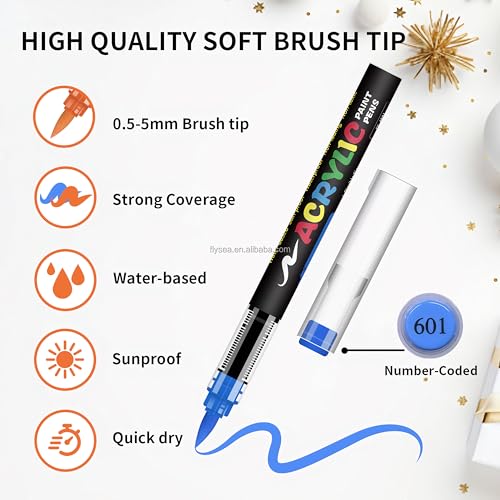 Image of Acrylic Paint Markers Brush Tip, Vivid Colors with Direct-Liquid Ink System, Professional-Grade Paint Pen for Rock Painting, Canvas, Glass, Plastic, Fabric & Creative Crafts (72 Pieces)