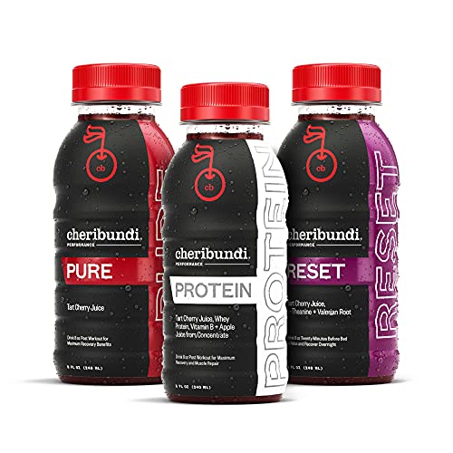Cheribundi Power Pack - Variety Pack Tart Cherry Juice: Pure, Protein, and Reset. 8 Fl Oz (12 Pack)