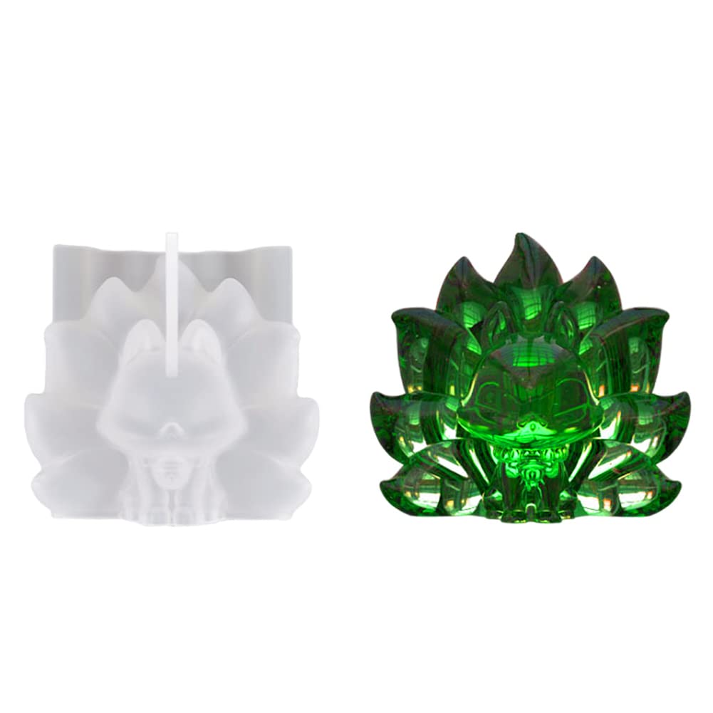 Świeca, foremki na świece żywica silikonowa forma do wyrobu świec 9 ogoniasty lis epoksydowa 3d żywica epoksydowa odlewanie geometryczne formy Diy rzemiosło do dekoracji stołu