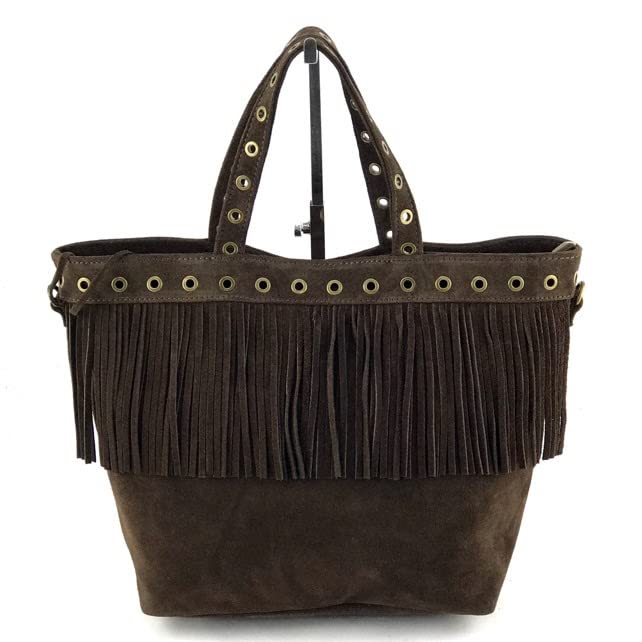 Sac à main cuir véritable femme avec frange avant et bandoulière amovible