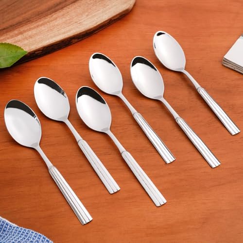 Image of Nestasia Stainless Steel Cutlery Set of 12 (18cm Each) - Dishwasher Safe & Rust Resistant Spoon & Fork Set - Fluted Cutlery Set for Dining Table, Kitchen & Gifting