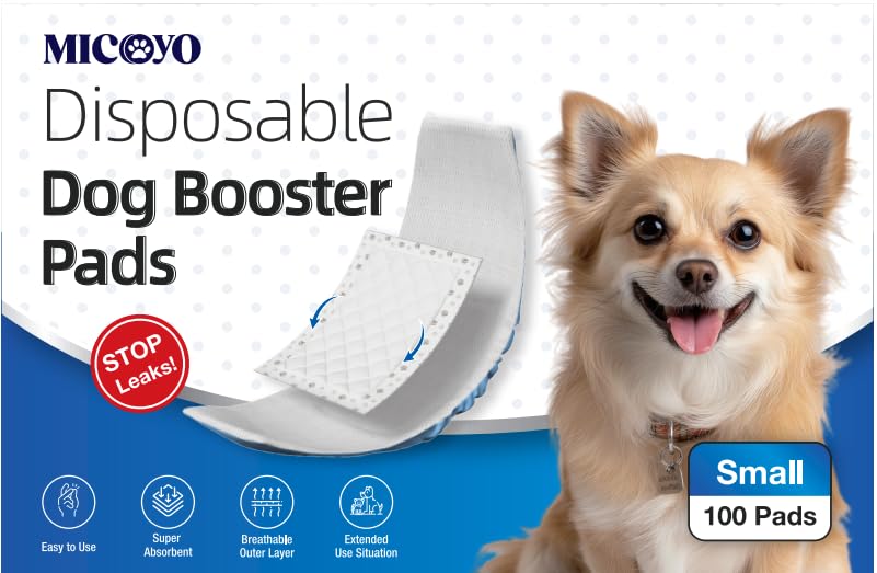 MICOOYO Disposable Dog Diaper Liners, Booster Pads for Male Female Dogs, Super Absorbent Period Dog Inserts Pads Fit Most Dog Nappies (without Leakproof Protection) (S-100) โ image 1