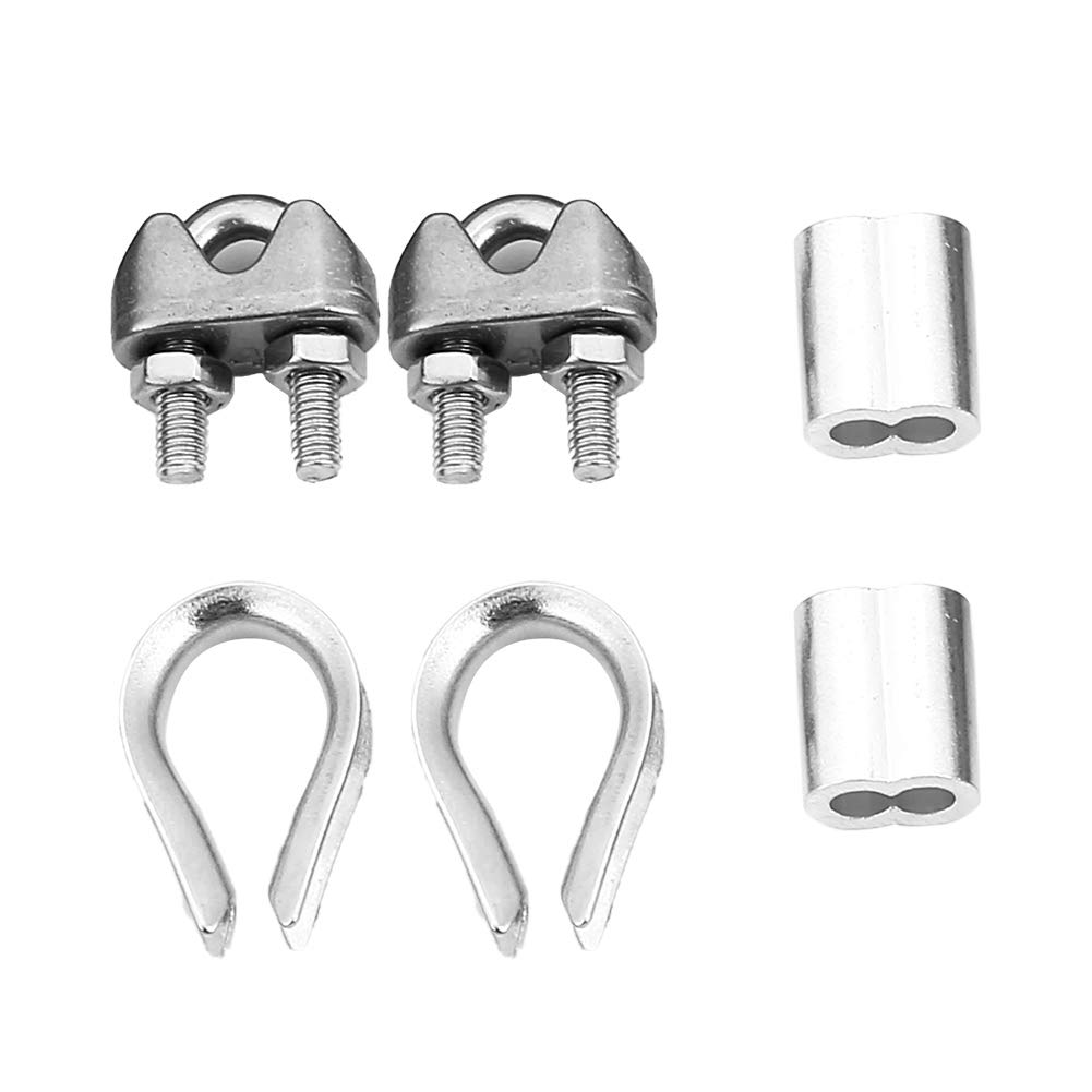 Robustes Wäscheleinen-Set aus Edelstahl mit Spannschloss, Haken zum Aufhängen von Wäsche und Gardinen sowie Montagewerkzeug und Befestigungsmaterial (Paket 4: 8 Meter Stahlseil)