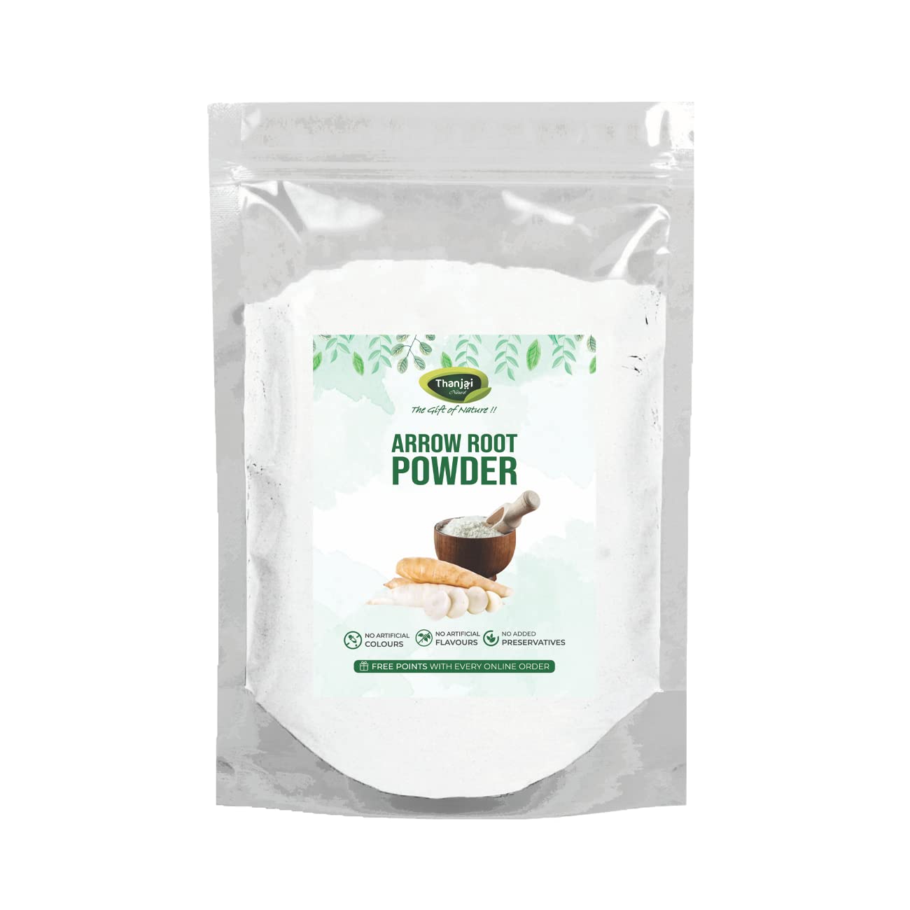 Thanjai Natural 250g Pure and Raw Arrowroot Powder for Gravy, Puddings, Soups, Bread and More | Natural Arrow root Powder | Gluten-Free & Cornstarch Alternative | Natural Thickener for Cooking, Baking, Skin & Hair Care | No Preservatives