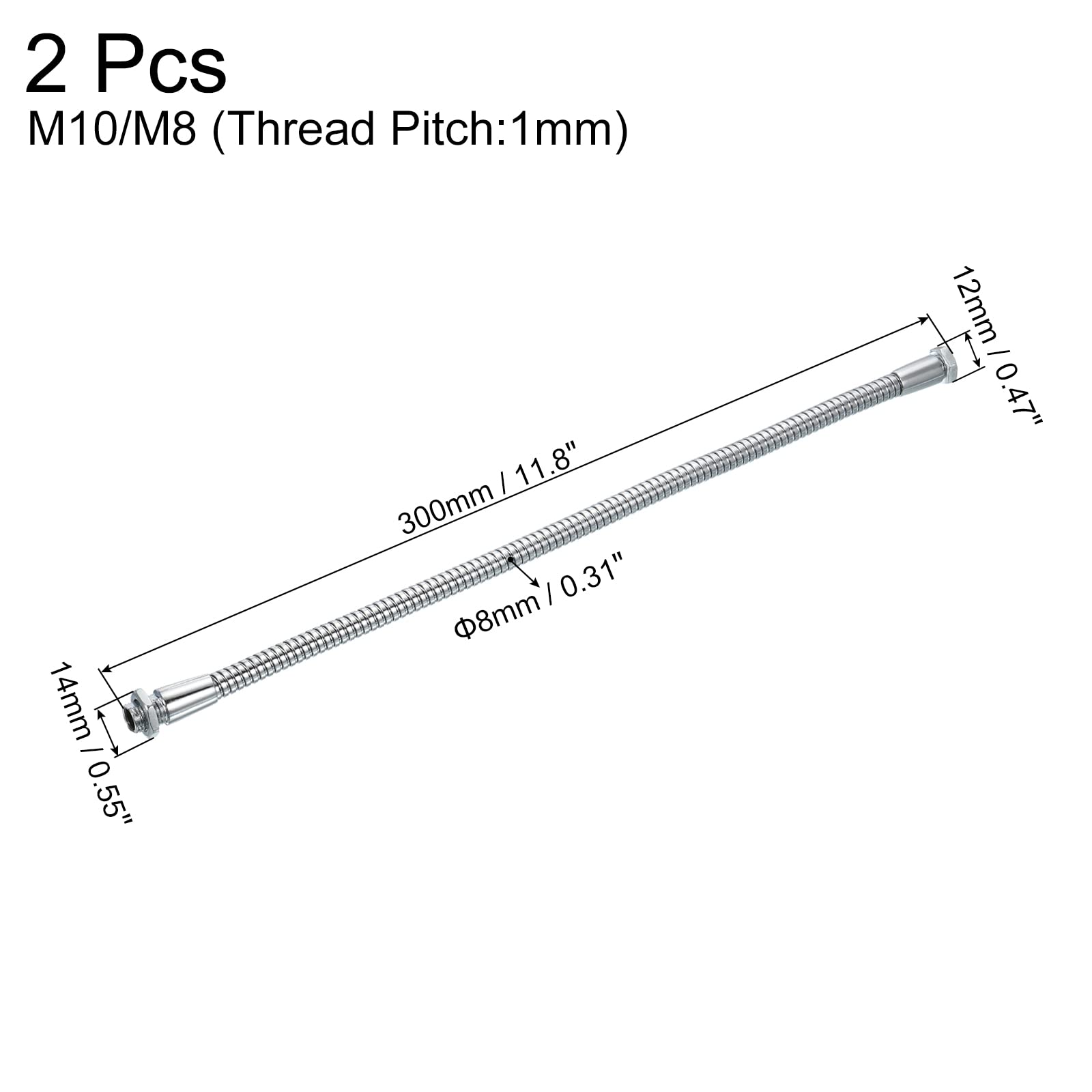 Microfono A Collo D'oca Da 30 Cm, 2 Pezzi M10/M8 Filettatura 8 Mm In - Foto 8