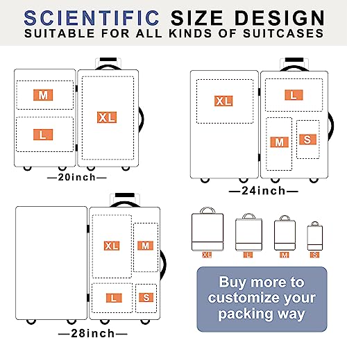 Set of 4 Waterproof Compressible Storage Bags Suitcase Partners Made of TPU Nylon Durable Luggage Organizers Suitable for Home Travel Camping Gym Red