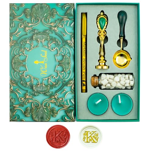 Letter Wax Seal Stamp, Ioggtser Alphabet K Wax Seal Stamp Set Including 1Pcs Copper Head with Iron Handle, 60 Pcs Wax Seal Beads, 1Pcs Wooden Melting Spoon, 2Pcs Candles, 1Pcs Wax Seal Pen Letter Wax Seal Stamp, Ioggtser Alphabet K Wax Seal Stamp Set Including 1Pcs Copper Head with Iron Handle, 60 Pcs Wax Seal Beads, 1Pcs Wooden Melting Spoon, 2Pcs Candles, 1Pcs Wax Seal Pen