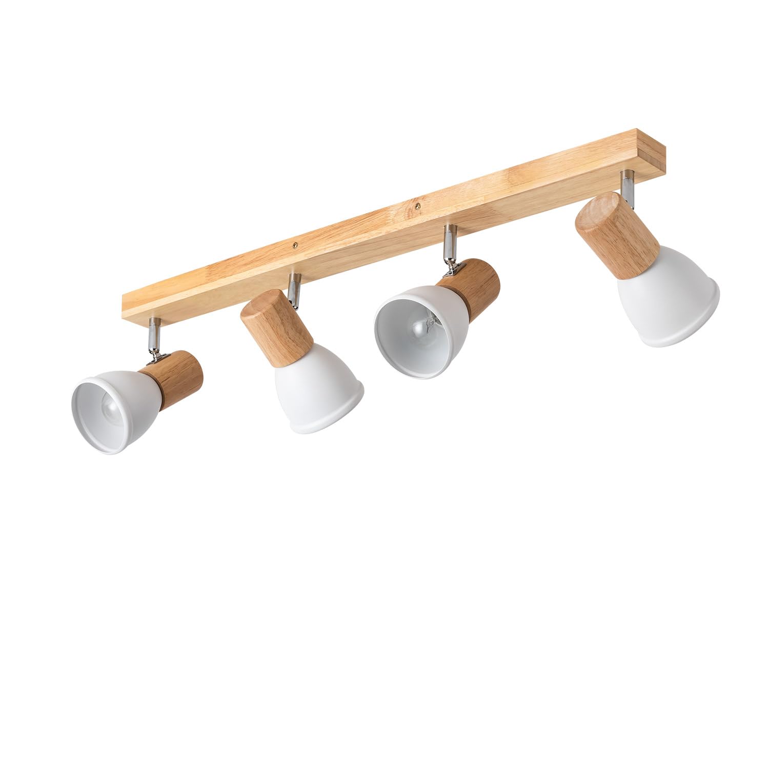 LEDKIA Lámpara de Techo Madera y Metal 4 Focos Tautau Blanco