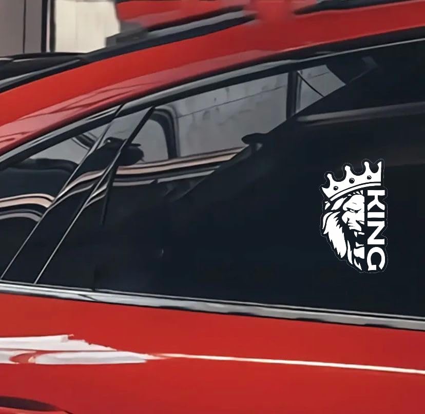 Miniatura 2 de Calcomanía de león para ventana de coche de vinilo, rey de la corona con símbolo de león, pegatina real para coche, rey de la carretera, calcomanía