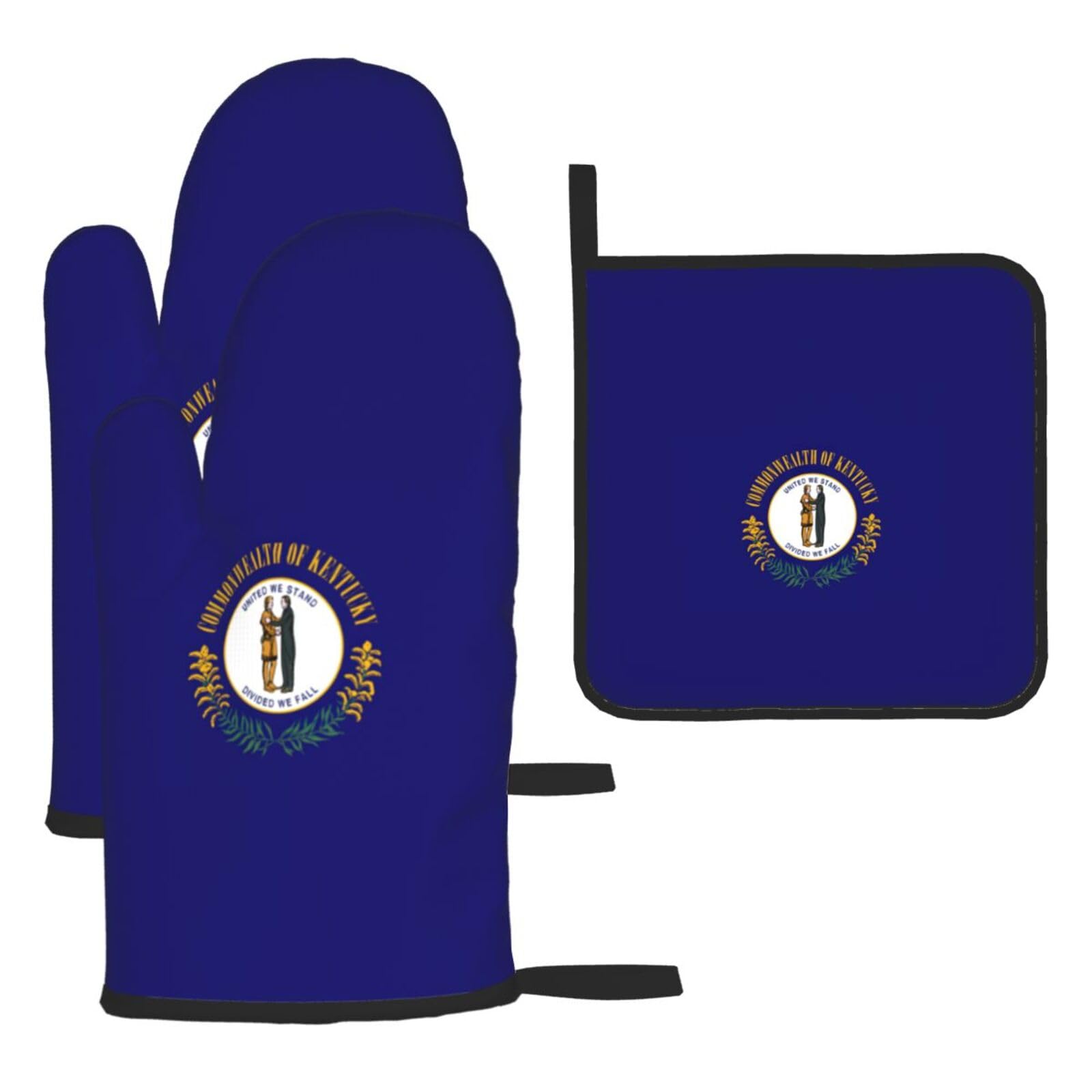Kentucky State Flag Print Oven Kitchen Gloves For Baking Outdoor Grilling Home Use Mitts Microwaving Bbq