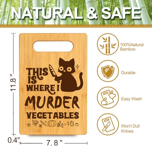 Tabla de cortar rectangular de bambú con diseño gato negro miniatura 2