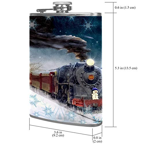 Flasque à whisky de poche en cuir rétro style train de neige - 8