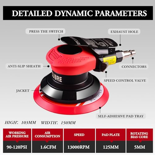 Rycubre 5 Inch DA Air Sander