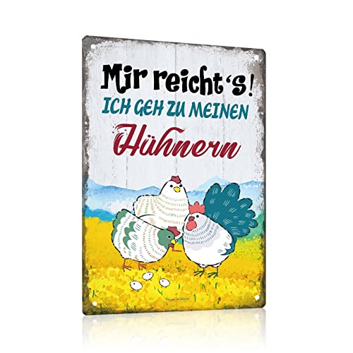 ESFIVHO 5er Set Hühner Blechschild mit Lustig Spruch - Vintage Hühnerstall Huhn Hahn Eier Metall-Schild - Shabby Chic… – Bild 7