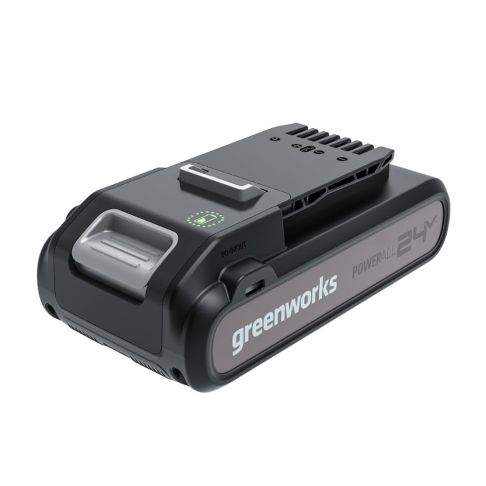 Greenworks Batería de 24 V y banco de energía tipo C. Batería original para todas las herramientas inalámbricas de jardín y eléctricas de 24 V. Potente batería de iones de litio, carga rápida