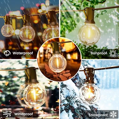 Svater Outdoor String Lights with Remote, 200FT/60M Festoon Lights Dimmable Timer with 104 G40 Plastic Bulbs 1W LED, Waterproof Shatterproof Linkable Garden Lights for Outdoor Patio Backyard(2X30m) - Image 5