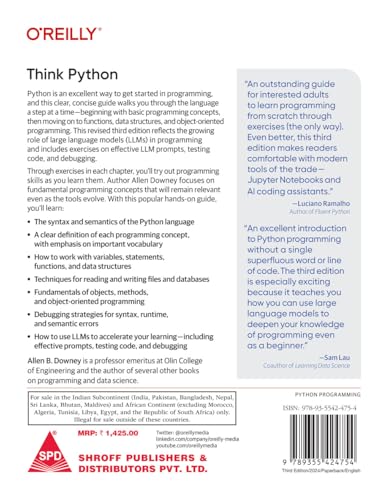 Image of Think Python: How to Think Like a Computer Scientist, Third Edition (Grayscale Indian Edition)