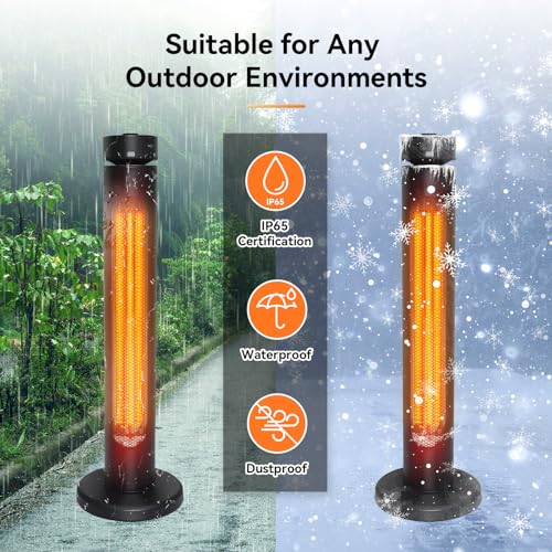 Yu Yusing Outdoor Electric Patio Heater, 1500W Infrared Heater Electric Patio Heater With Remote Control thumb #3