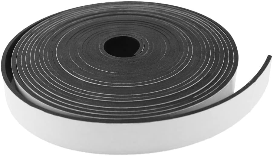 DEVNOL Neoprene Solid Rubber Strips with Adhesive Backing 1/8 (.125)" Thick X 1" Wide X 25'Long Grade 65A for Gasket, Surface Protection, Sealing