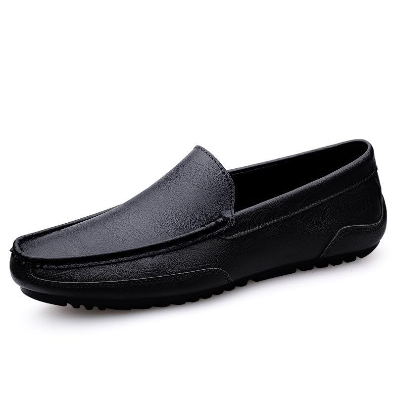 Loafers for Men Round Toe Solid Color Leather Loafer Shoes Comfortable Lightweight Slip Resistant Fashion Party Slip-on