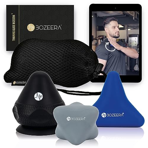 BOZEERA | Triggerpunkt Drücker Set | Triggerdinger mit Saugnapf | für Muskelschmerzen & Verspannungen| 3x Triggerpunkt Massagegerät |Schmerzfrei Drücker Set Inkl. Video-Anleitung Booklet & Tasche