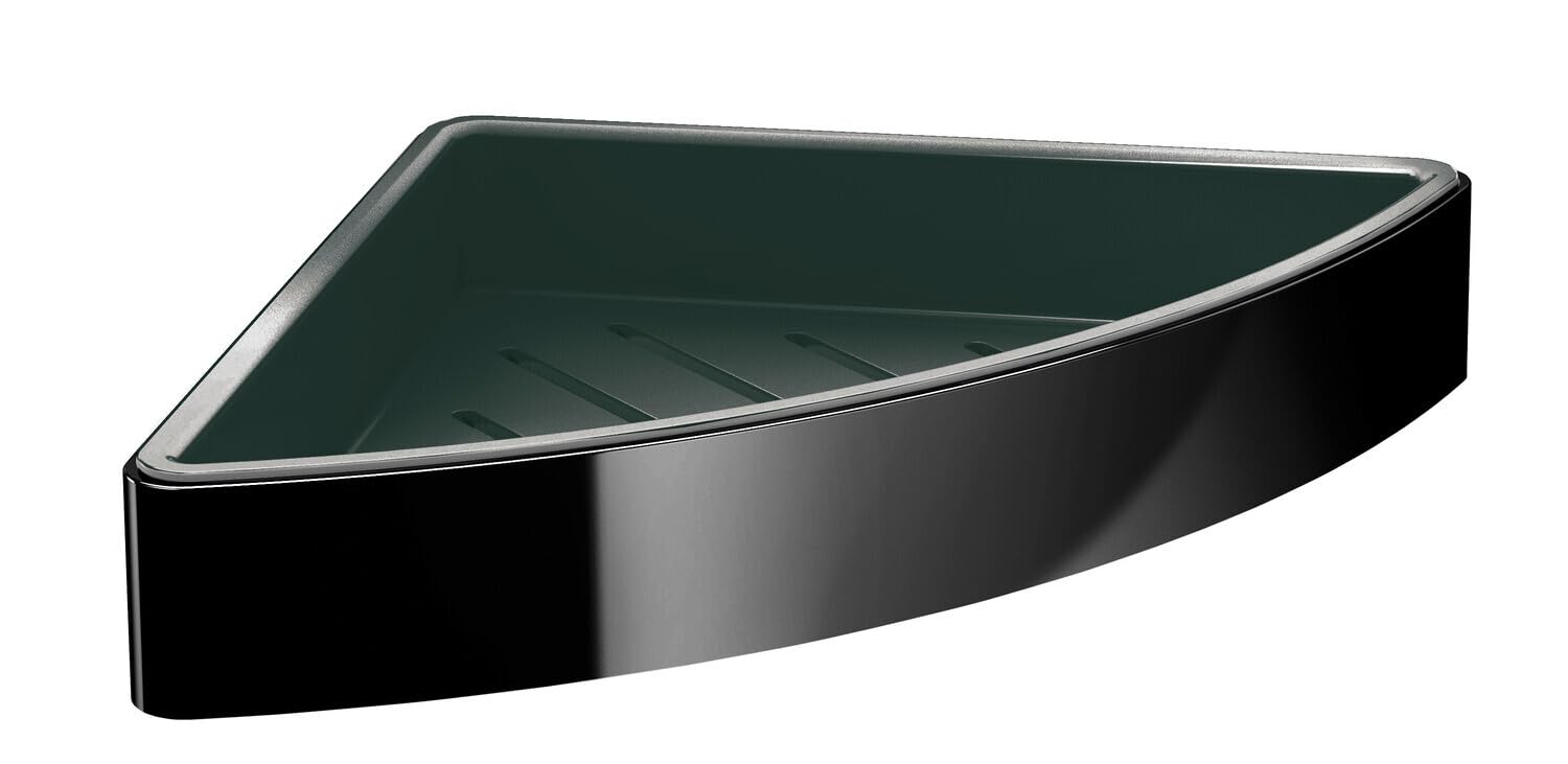 EMCO loft 054512203 Corner Sponge Basket with Concealed Wall Mounting and Removable Plastic Insert Black