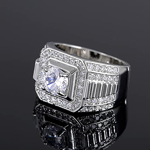 Metmejiao Moissanite Engagement Rings Men's Wedding Band 925 Sterling Silver 14K /White Gold Plated Promise Ring for Men Gold Diamond Ring Iced Out Anniversary Jewelry Gifts 92