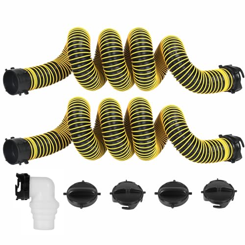 Image of 20FT RV Sewer Hose, EXTREME Heavy Duty 24 Mil TPE Material for Abrasion Resistance and Crush Protection, Camper Sewer Hose Kit with Pre-Attached Bayonet Fittings, 4-in-1 Adapter Elbow, Yellow