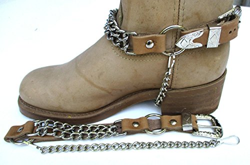 Dangerous Threads Western Boots Boot Chains Light Brown Leather with 2 Steel Chains3