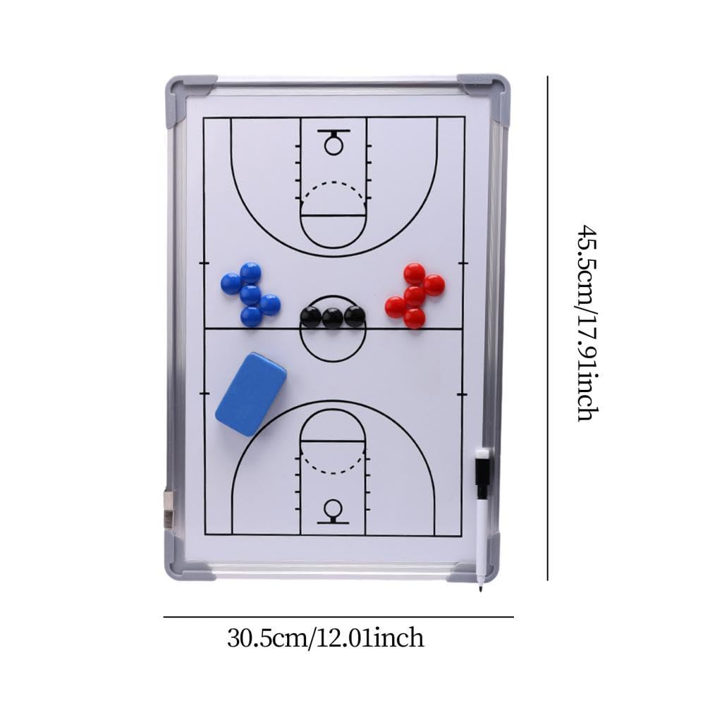 Lavagna Allenatore Basket Portatile con Pennarello E Pedine Struttura Robusta in Alluminio Impermeabile Superficie Cancellabile Adatta per Dirigenti