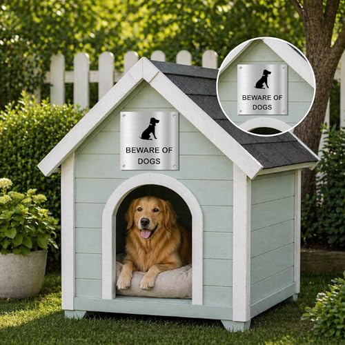 Image of Beware of Dogs Sign Board Warning Sign for House, Villa, Apartment, Hotel, Home, Gate, Outdoor, Commercial Properties, Farms, Entrances & Security Areas (6x6 Inch Stainless Steel)