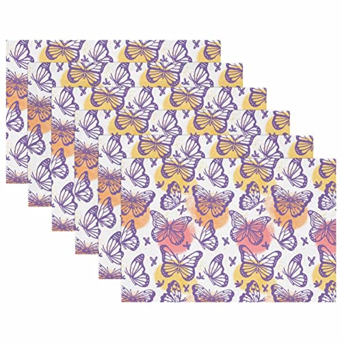 Set de table papillon violet antidérapant résistant chaleur - 6