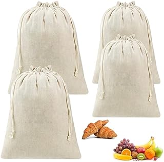 Leinen-Brotbeutel,4 Stück Leinen Brotbeutel für Alle Brotsorten Backwaren Obst und Gemüse Waschbar und Wiederverwendbar – Wiederverwendbare Aufbewahrungstaschen (2 * 30x40cm,2 * 20 * 30cm)