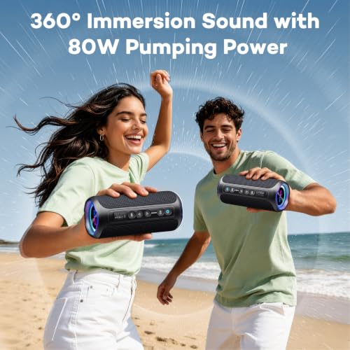 Image of Ortizan Portable Bluetooth Speaker Wireless (2nd Gen), 40W Loud Sound and Deep Bass, 30 Hours Playtime, IPX7 Waterproof, TWS for 2 Speakers Pairing for Shower, Outdoor, Electronics Gift (Black)