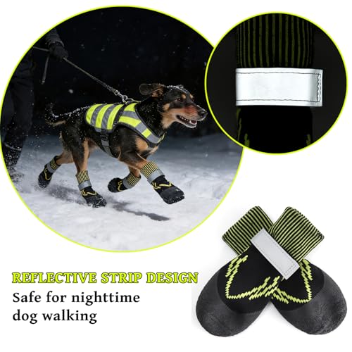 2 Paar Hundesocken, Hundepfotenschutz mit Verstellriemen, Deodorisierung und antibakterielle Behandlung, rutschfeste Socken mit Ledergürtel für Kleine und Mittelgroße Hunde (L: 2.17'-5.5cm)
