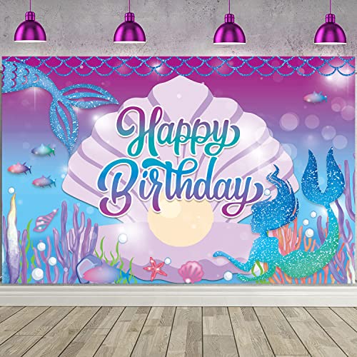 Toile De Fond Et Nappe Sirène Pour Anniversaire - 1,8x1,2 M Et 2,2x1,3 M - Décorations Fête Thème Marin