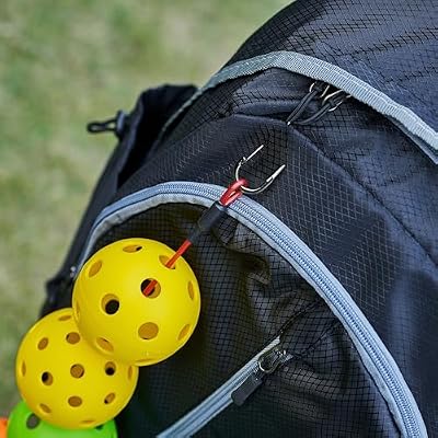 Pickleball Ball String Holder Accessories for Storage Bags, Up to 3 Official Balls, Short one Red Cable, Easy to Carry, Set of 2