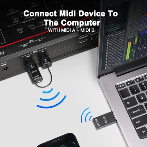 Lekato M02045N Wireless Midi Adapter, Bluetooth Midi Adapter With Usb, Ultra Low Latency, 5 Pin Midi Adapter Wireless For Synthesizer, Midi Keyboard To Mac Os/Ios/Windows thumb #4