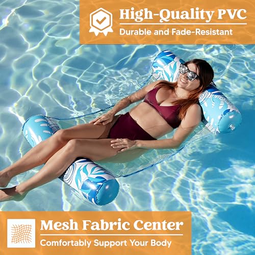 image for Sloosh 2 Packs Hammock Pool Floats Adults, 4-in-1 Multi-Purpose Inflat