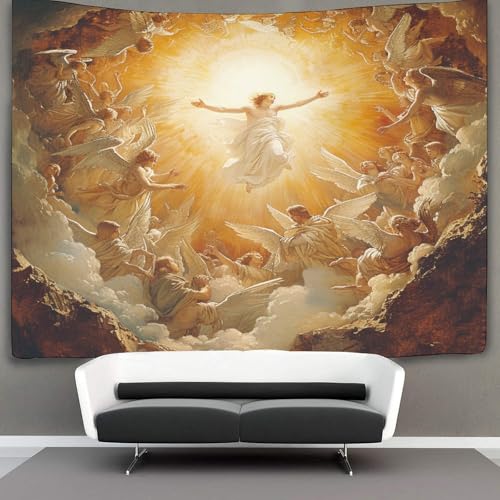 Tapisserie Jésus 3D effet grand tissu mural pour masquer mur abîmé