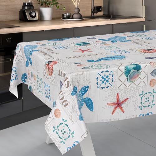 Nappe en toile cirée océan 220x140 cm lavable table rectangle