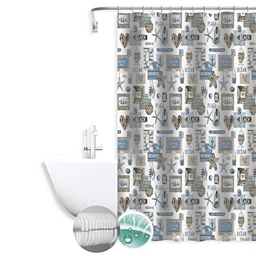 Preisvergleich Produktbild Mercury Textil Badezimmervorhang, modernes Design, wasserdicht, widerstandsfähig und schimmelresistent. Duschvorhang für Badezimmer, 180 x 180 cm. Blau (Ocean)