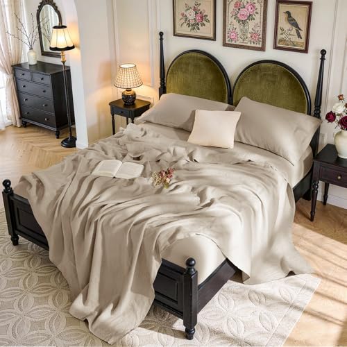 SONORO KATE 100% French Pure Linen Sheets, Breathable and Durable...