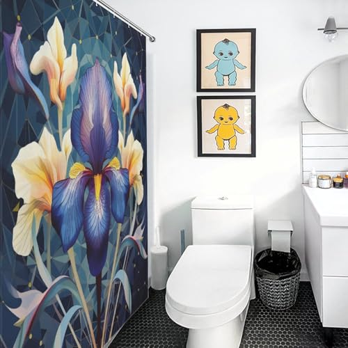 Rideau de douche imperméable séchage rapide à motif fleur en tissu - 3
