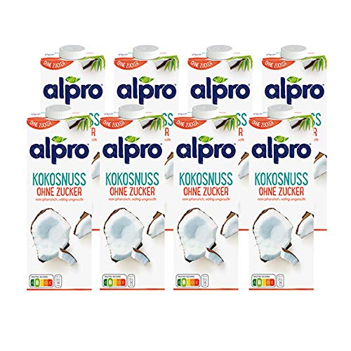 Alpro Kokosnussdrink ohne Zucker, 1 Liter, 8er Pack