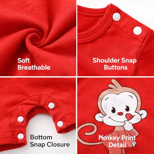 Image of Bold N Elegant Cute Cartoon Print Cotton Newborn Baby Boy Girl Rompers Jumpsuit Baby Onesie Bodysuit for Little Kids
