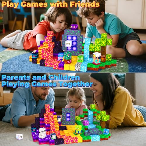 Image of Magnetic Blocks Games Building Toys for 3-16 Year Old Boys Girls, Toddler Kids Magnetic Cubes Tiles Sensory Montessori Education Learning Travel Toys Ages 3+ Halloween Birthday Party Favors Gifts